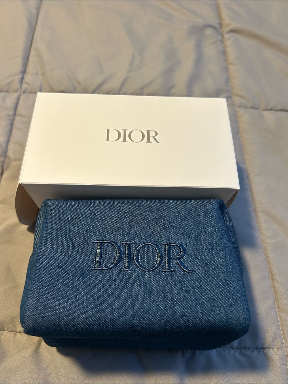 Dior Denim Logo Pouch - Blue